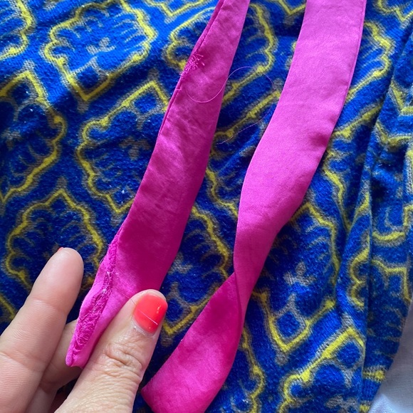 Juicy Couture tuxedo style blue and gold flannel pajama set w/ pink piping Small - Picture 16 of 16